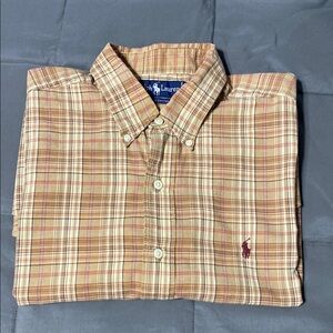 Vintage Ralph Lauren Beige Plaid Men's Shirt. Size Large